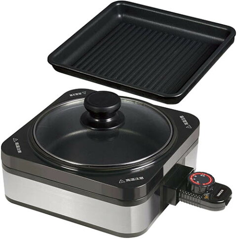 Yamazen【日本代購】山善 電熱烤盤 烤鍋1人用 波形烤盤 YHC-W600 0