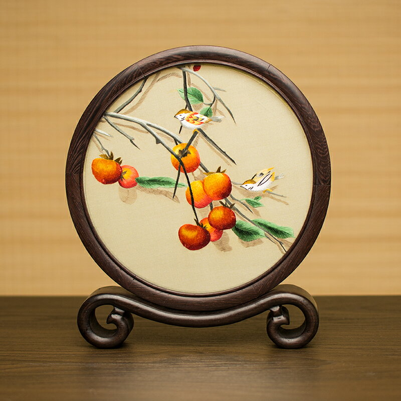 中式擺件蘇州刺繡古典桌面屏風手工雙面繡小臺屏精美擺臺特色禮品