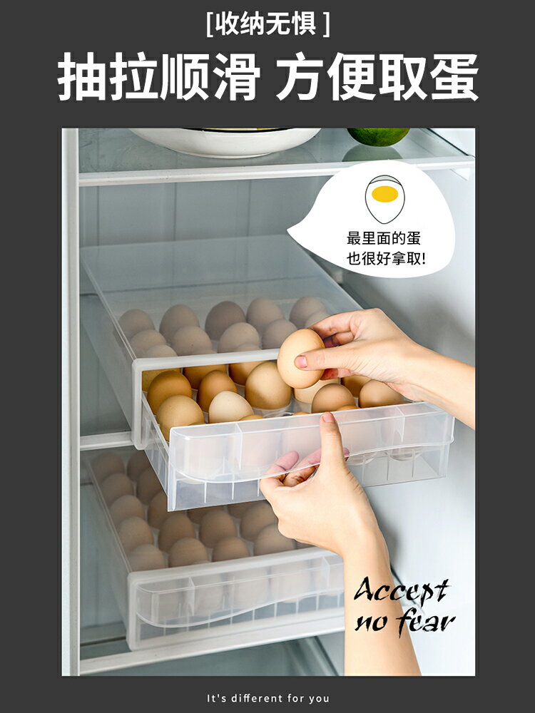 冰箱保鮮雞蛋盒用放雞蛋的收納盒子廚房抽屜式收納蛋盒裝雞蛋架託