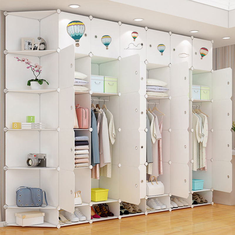 簡易衣櫃家用臥室家具組裝推拉門佈收納櫃子實木掛衣服多功能