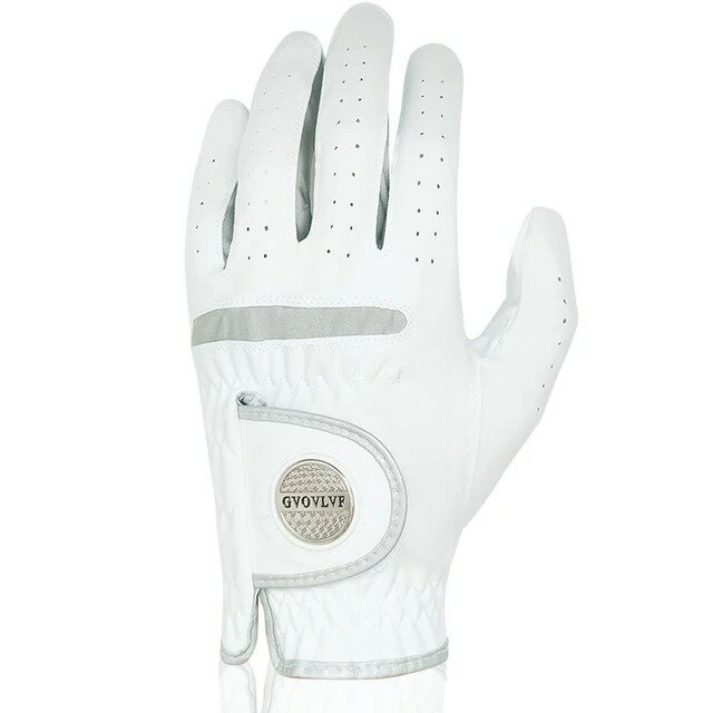 【日本代購】1 件男士高爾夫手套超細柔軟面料透氣舒適貼合帶磁性標記可更換適合高爾夫球手白色 25-26
