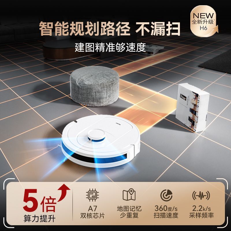 海爾智慧掃地機器人家用全自動吸塵器掃拖一體鐳射導航自動回充H6-貼心優衣家居