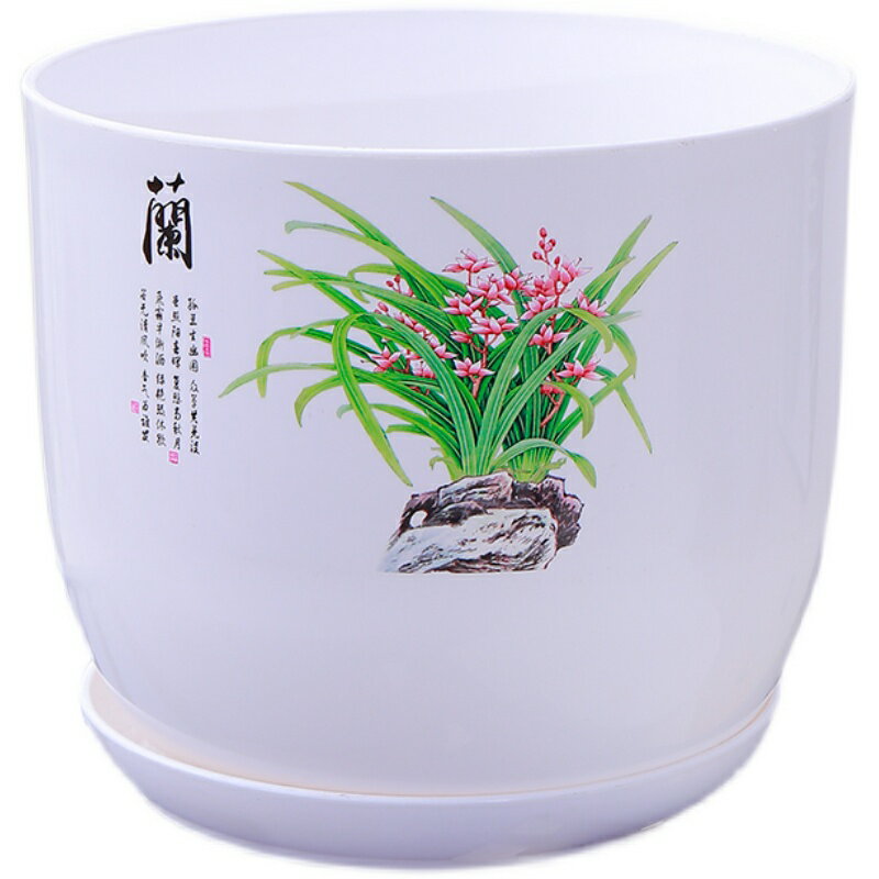 花盆 睡蓮盆 碗蓮盆 仿陶瓷樹脂加厚特大號花盆無孔有孔荷花盆水培碗蓮中國風塑膠花盆【MJ21580】