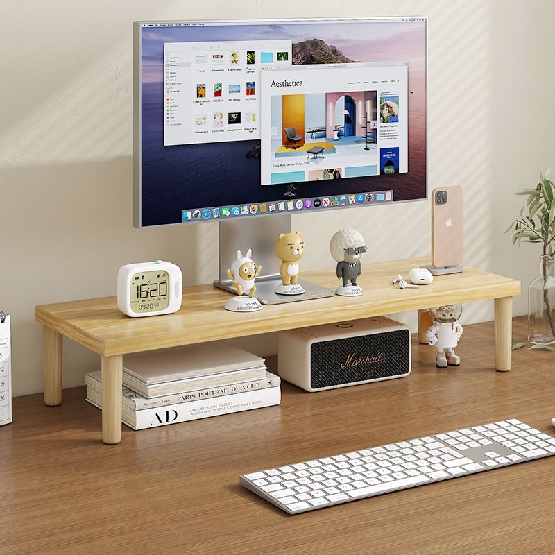 桌上型螢幕增高架 電腦增高架實木桌面收納臺式顯示器加高底座架子筆記本抬高置物架