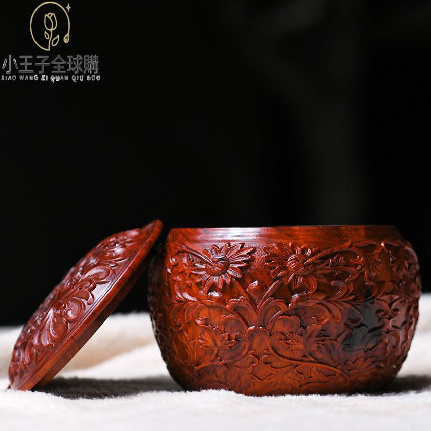【公司貨 最優價】免運 速發 檀木手串 佛珠 文玩 手串 把件印度小葉紫檀茶葉罐茶道用具茶葉包裝盒茶葉收納盒木質工藝品