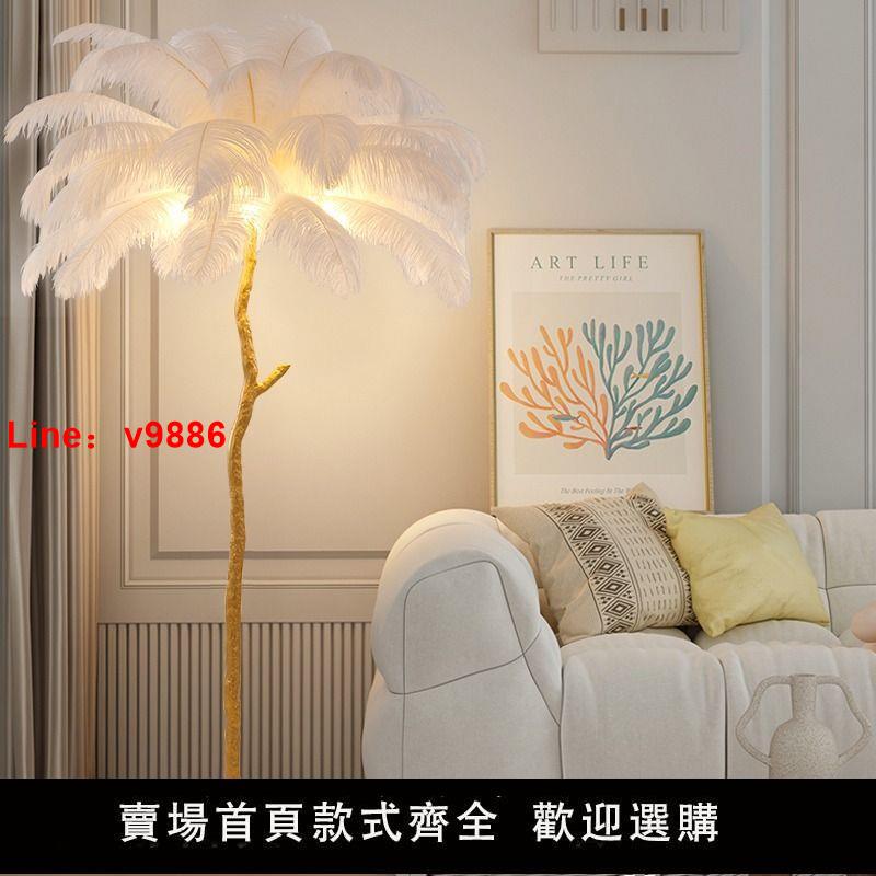 【臺灣公司保固】羽毛落地燈客廳臥室美式輕奢創意網紅鴕鳥ins風北歐直播裝飾臺燈