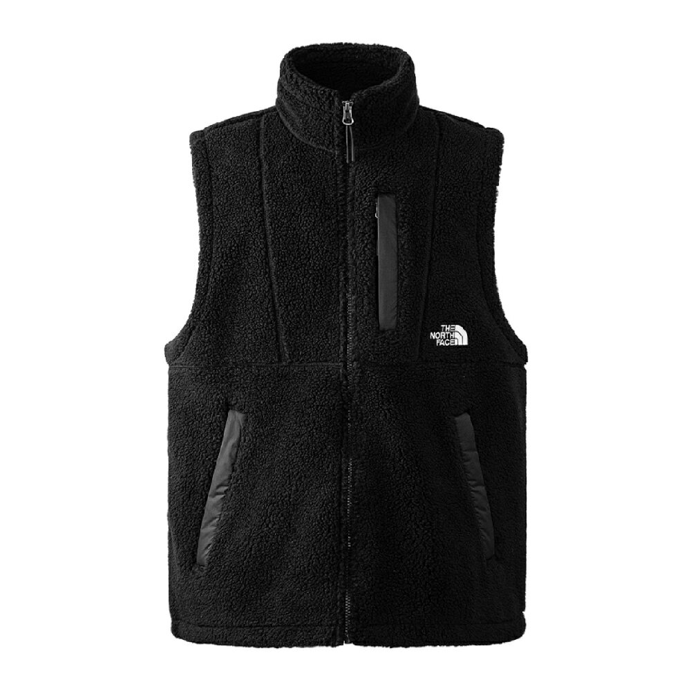 【The North Face 中性 保暖多口袋立領休閒抓絨背心《黑》】81SD/保暖背心/羊羔絨背心