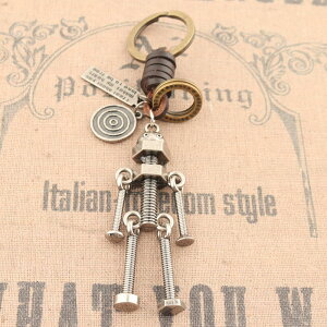 復古活動機器人鑰匙扣精品黃銅鑰匙圈創意男女包包 汽車時尚掛件