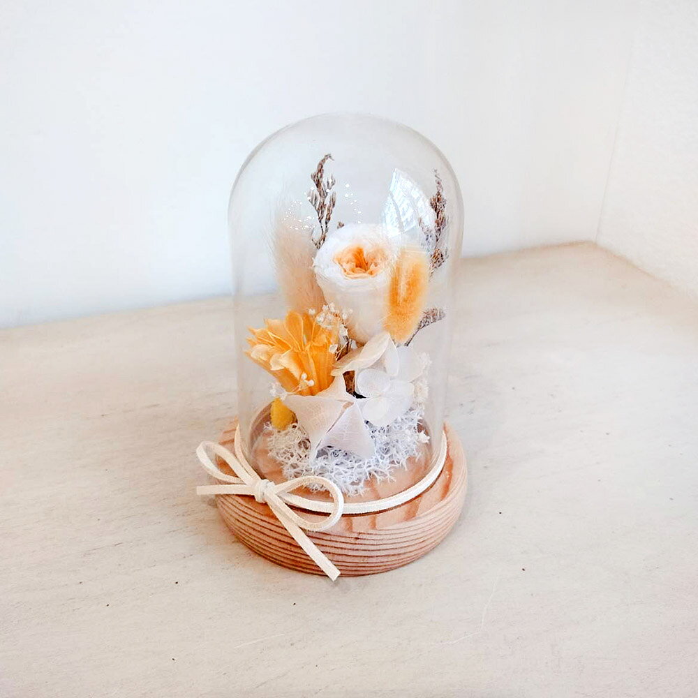 萩蒔花花藝x覓品竹北手作店-乾燥花x永生花創作橢圓玻璃花盅-奧斯丁玫瑰A款 3