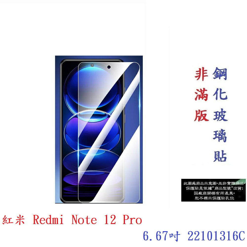 【9H玻璃】紅米 Redmi Note 12 Pro 6.67吋 22101316C 非滿版9H玻璃貼 硬度強化 鋼化玻璃 疏水疏油