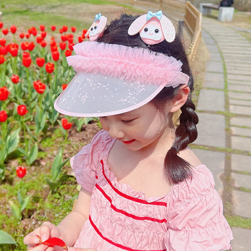 女寶寶空頂帽子女童夏季防曬遮陽帽兒童太陽帽出游防紫外線大檐帽
