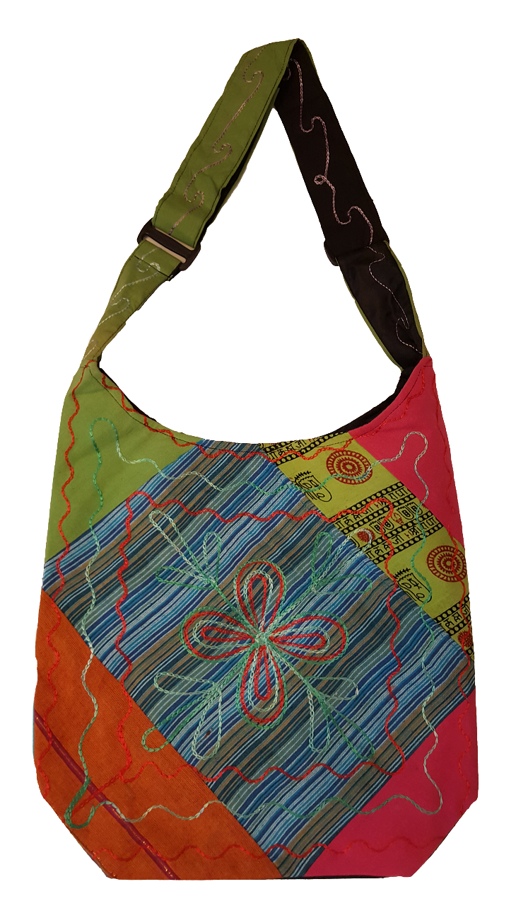 <br/><br/>  尼泊爾製 舞花之蝶圖案 手提/肩背 兩用包【尼泊爾 手藝坊】 Nepalese made multi color, butterfly designed hand cum shoulder bag<br/><br/>