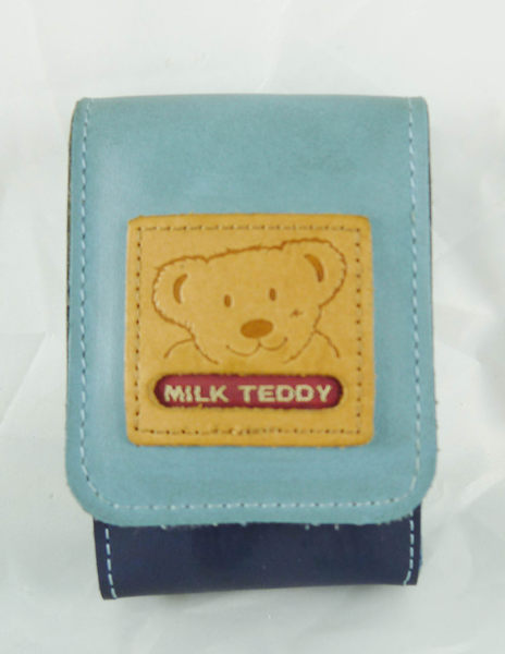 【震撼精品百貨】MILK TEDDY 泰迪熊 皮製置物包附鏡 藍 震撼日式精品百貨