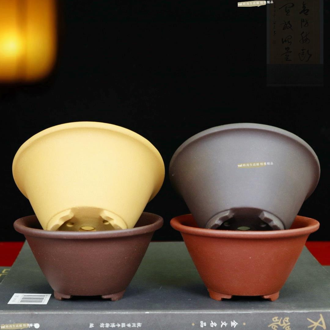 花盆花器紫砂花盆紫砂花盆小號多肉菖蒲專用盆景盆云竹綠植盆栽盆金彈子