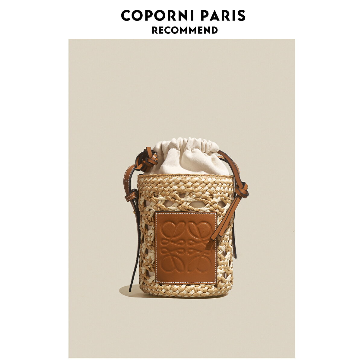 COPORNI 高階感草編包女2022新款手提水桶包復古時尚單肩斜挎包包