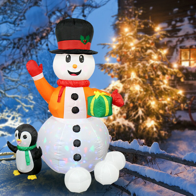 聖誕節裝飾 亞馬遜2022圣誕充氣雪人燈戶外庭院派對節慶圣誕充氣裝飾品帶彩燈 嘻哈戶外專營店