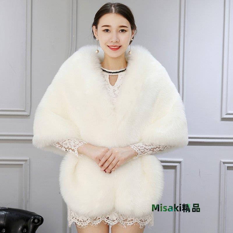 【曼妮婚紗禮服】3件免郵~婚宴喜慶 新款婚紗旗袍加厚毛披肩新娘禮服披肩~Y038-Misaki精品
