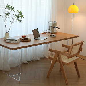 餐桌 家用 現代簡約 長方形北歐日式實木 大板桌原木工作臺