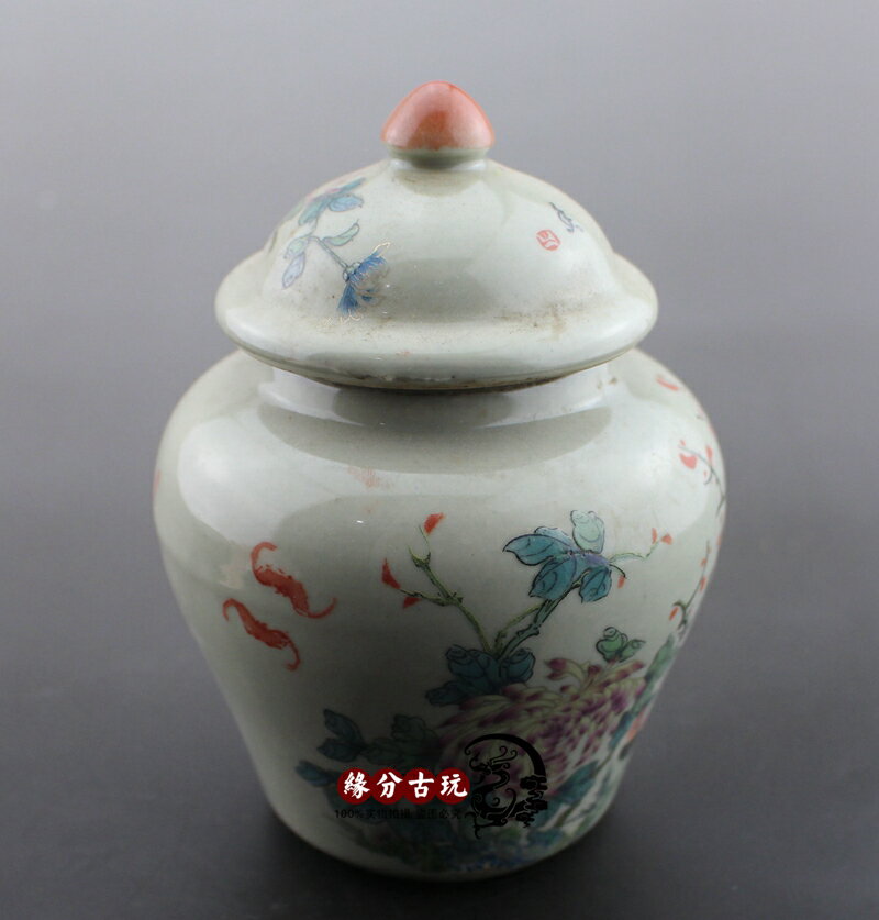 清同治粉彩花鳥圖茶葉罐 將軍罐 做舊仿古瓷 老貨古瓷器收藏古玩1入