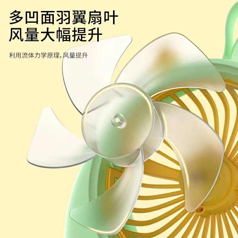 可愛貓耳手持小風扇USB充電學生宿舍便攜式隨身小型靜音辦公室落地桌面上迷你戶外床上高顏值生日小禮物風扇 2