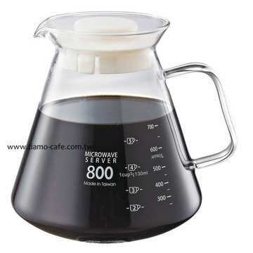 金時代書香咖啡 Tiamo 耐熱玻璃咖啡壺 玻璃把手款 800cc 臺灣製 HG2223W
