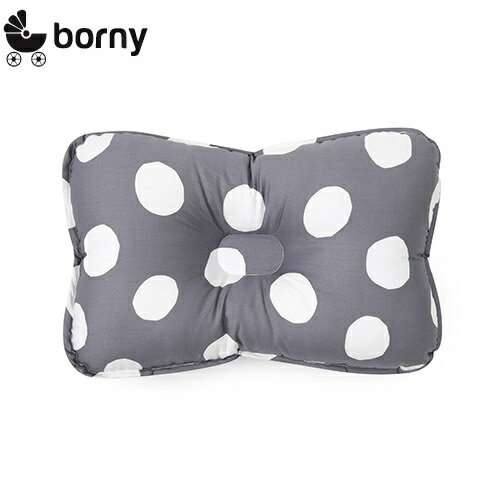韓國【Borny】3D透氣純棉塑型嬰兒枕(6個月以上適用)(灰麥町)
