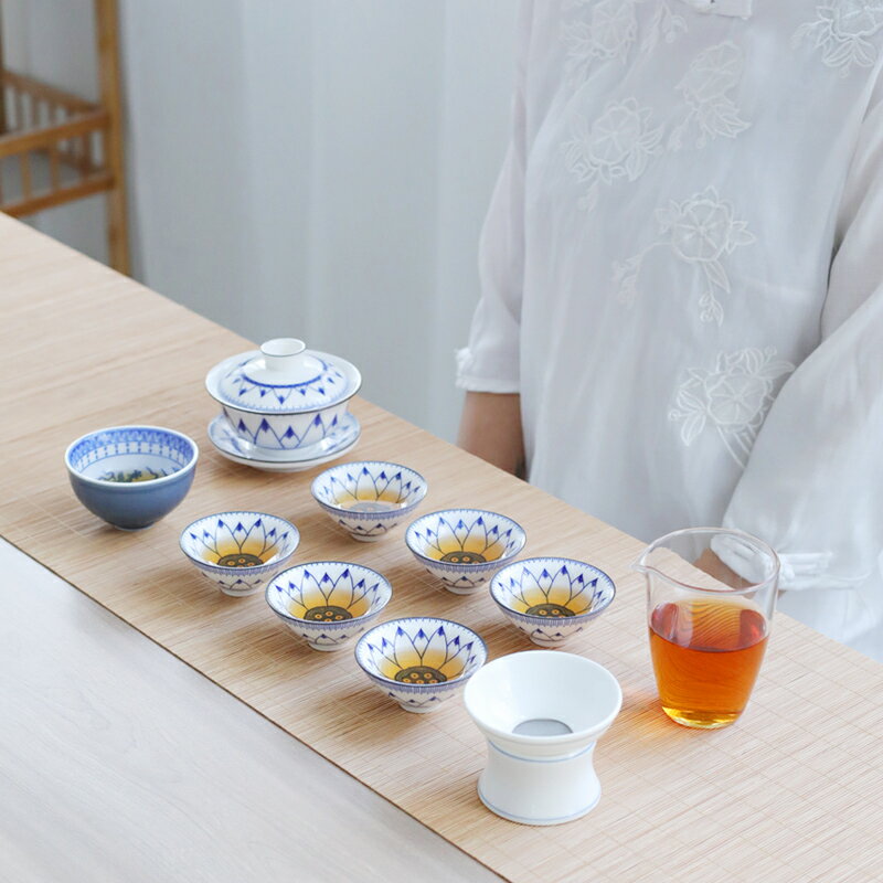青花瓷茶具套裝 陶瓷手工功夫茶具整套家用茶道泡茶壺茶杯