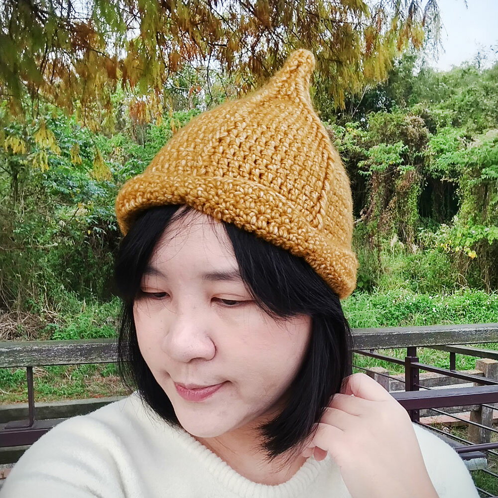 Miranda Handmadex覓品竹北手作店-手工編織羊毛洋蔥帽-芥末黃-男女合適