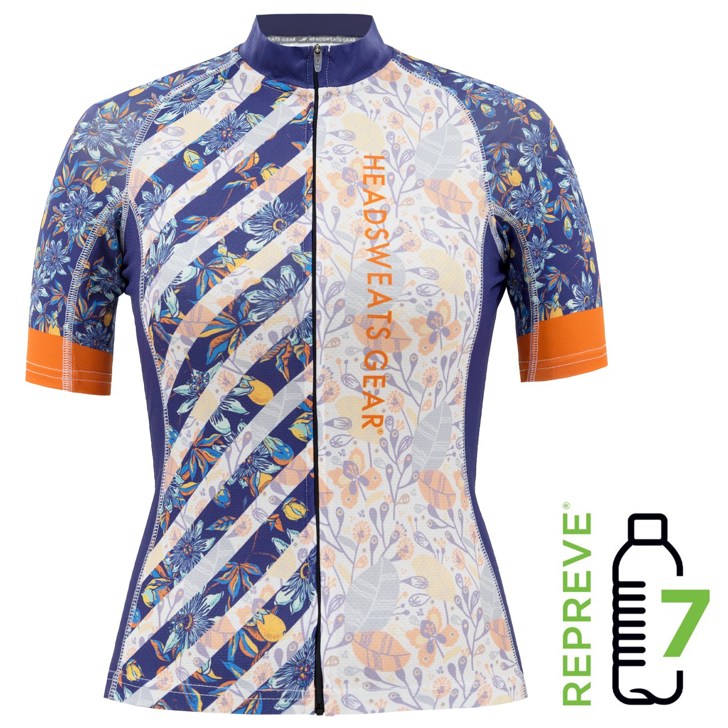 HEADSWEATS(汗淂)-女自行車衣(短袖).環保材質.Floral.本店名:騎跑泳者FINISHER