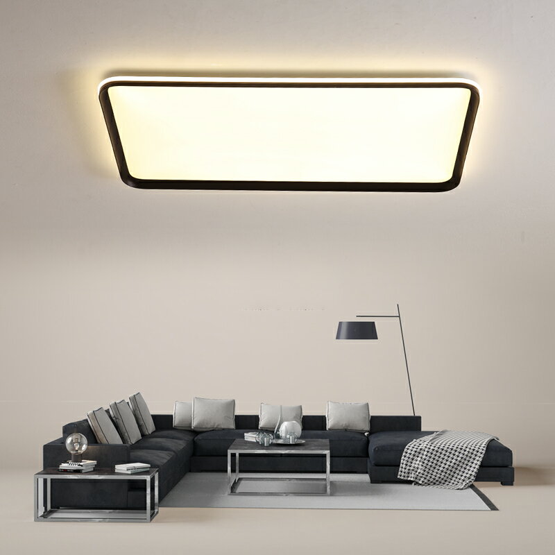 北歐超薄led吸頂燈2021新款客廳燈簡約現代餐廳長方形主臥室燈飾