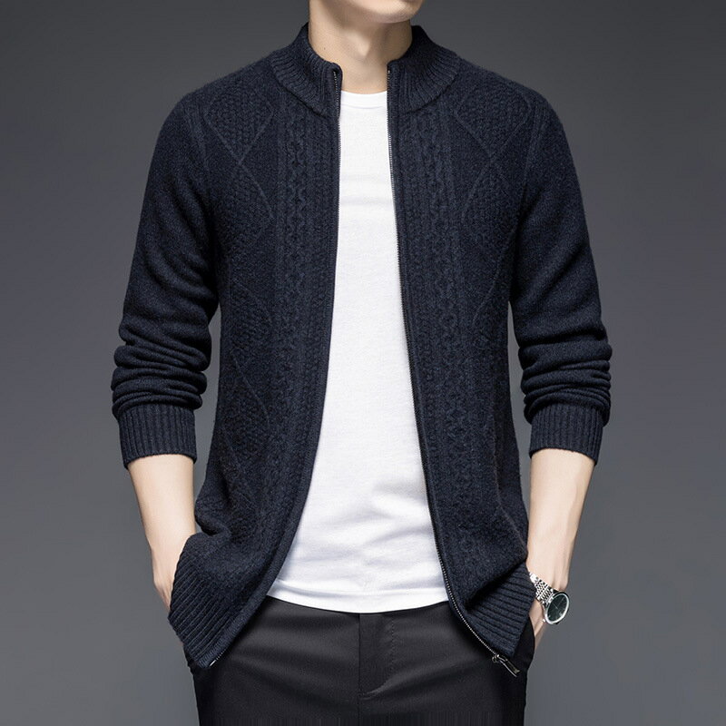 現貨+預購 100%羊毛衣針織外套-加厚寬鬆立領夾克防寒保暖男外套4色74dp8【獨家進口】【米蘭精品】 0