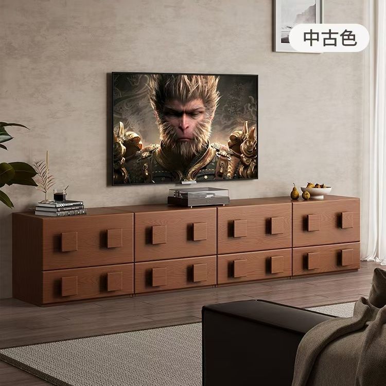 實木中古風斗柜電視機邊柜客廳家用落地現代簡約餐邊柜組合卡門柜 h7222