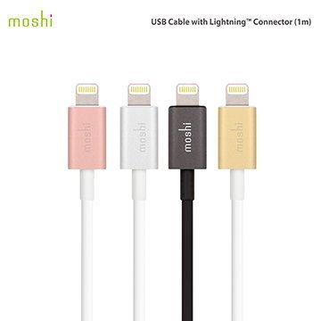 moshi MFi認證 超耐用 Lightning USB 一米 傳輸線 四款顏色 玫瑰金（兩年保固）