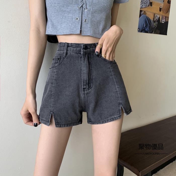 女生牛仔褲推薦，女生牛仔褲推薦-牛仔寬褲推薦到開叉牛仔短褲女夏韓版寬鬆A字褲百搭闊腿熱褲高腰直筒褲【聚物優品】