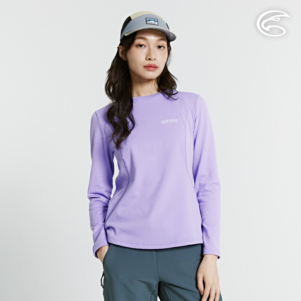 ADISI 女圓領襟動態保暖快乾上衣 AL2421088 (S-2XL)｜磨毛 鬆餅紋 抗靜電 彈性 吸濕 速乾
