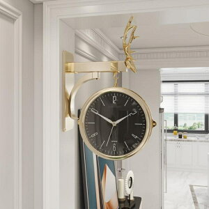 掛鐘 北歐雙面現代簡約輕奢大氣鐘錶掛鐘時尚客廳家用個性創意石英掛錶