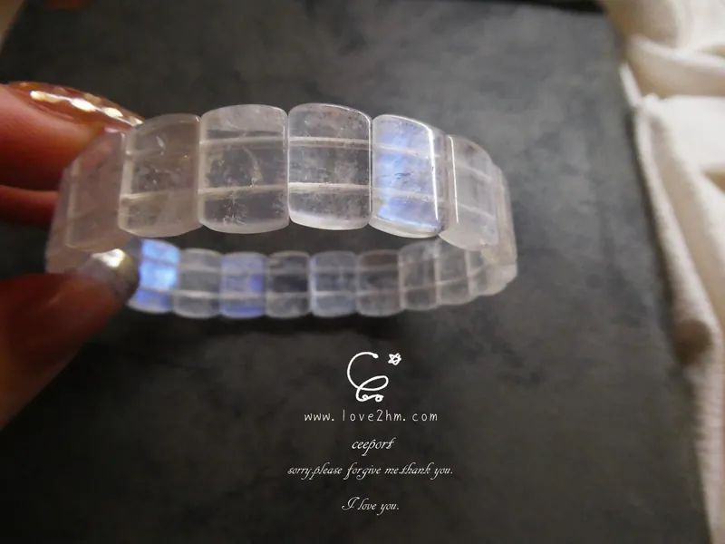 藍月光手排 月光石 水晶手鍊 晶晶工坊-love2hm 34201