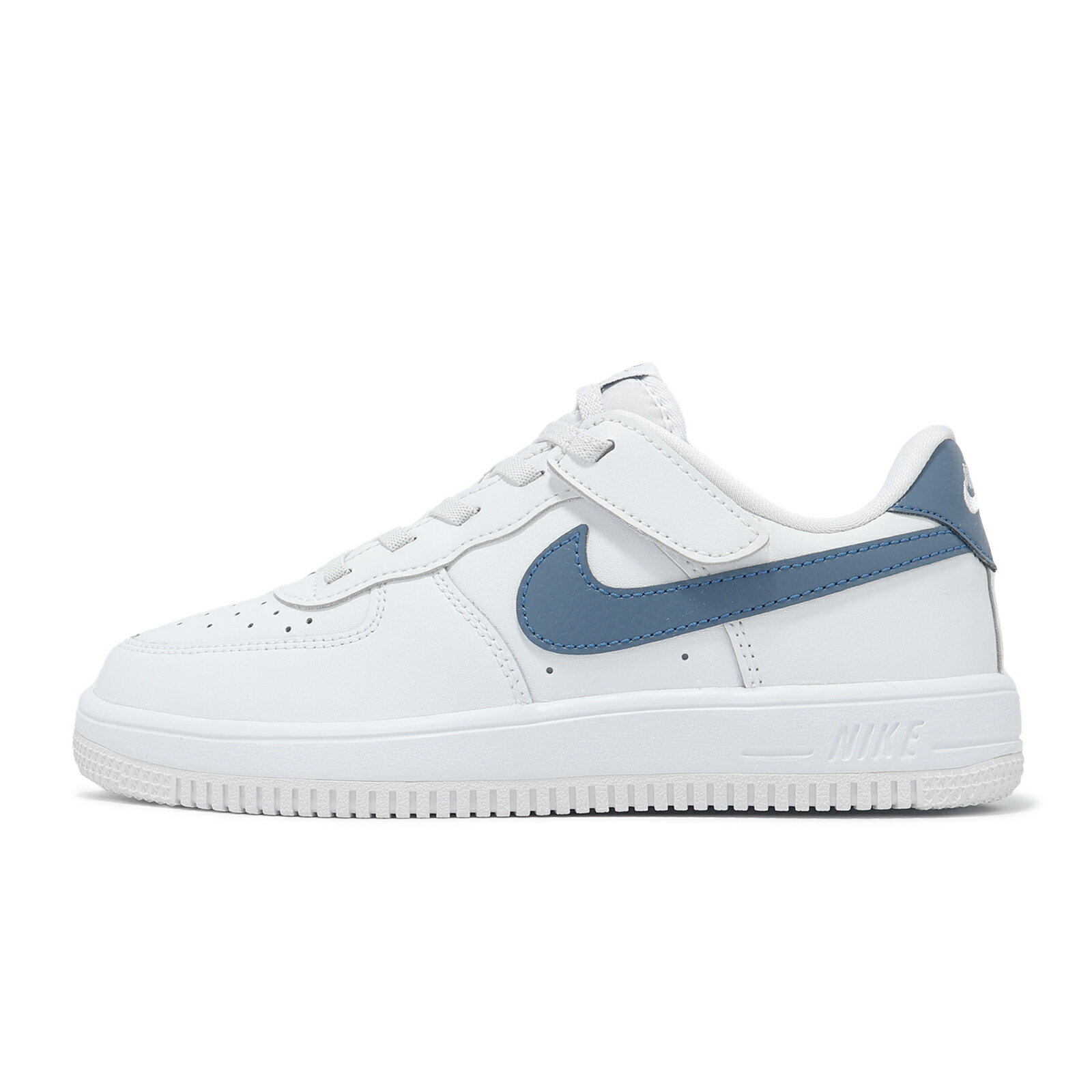 Nike 休閒鞋 Force 1 Low EasyOn PS 中童 童鞋 白 藍 魔鬼氈 小白鞋 FN0237-110