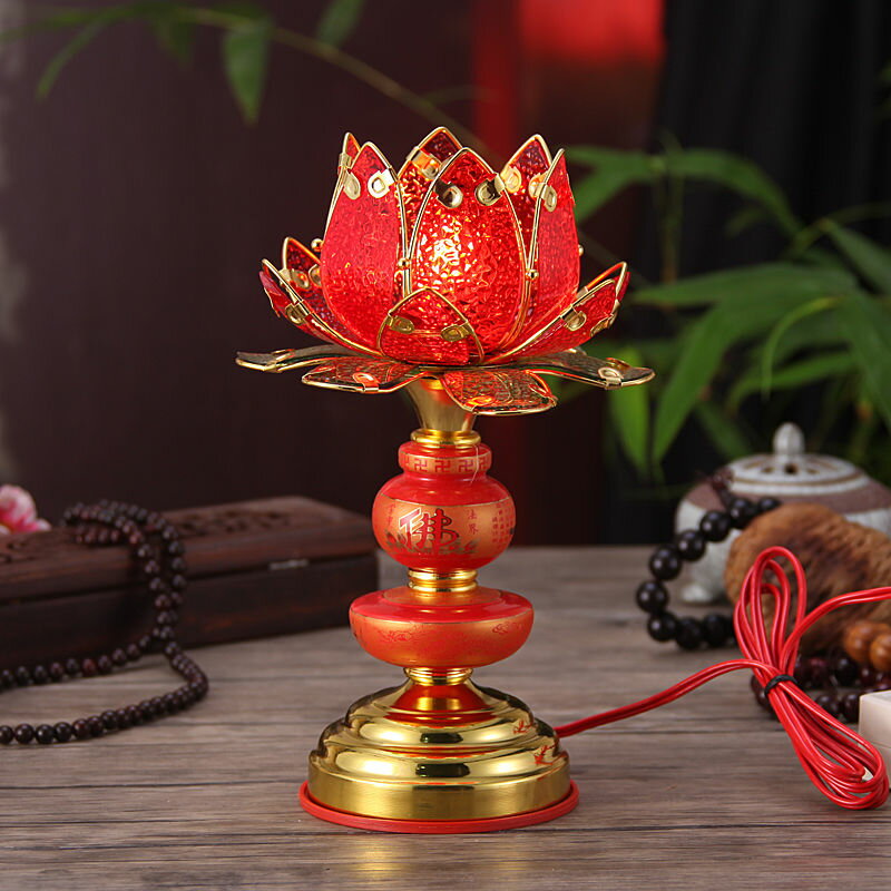 工廠直銷 【附發票】 免運 佛具 供燈 佛燈 蓮花燈 佛前供燈 蓮花燈佛前供燈經典一品七彩佛燈佛堂紅色供燈家用新款蓮花燈插電特惠/開立發票 全館八折 售後保障 s1217