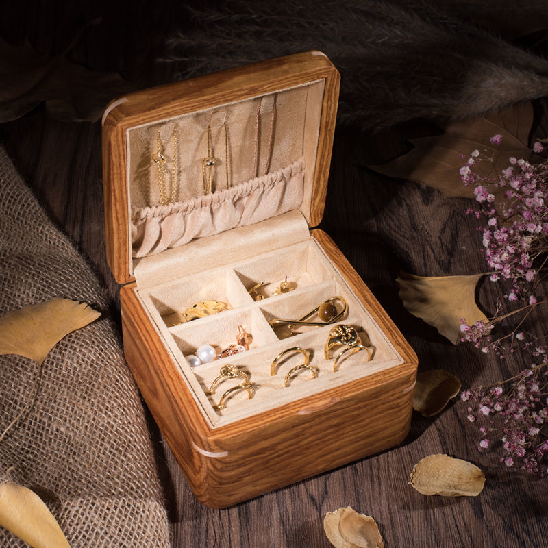 飾品盒 夭桃非洲花梨木純實木質便攜雙層簡約小首飾盒 旅行珠寶飾品收納盒