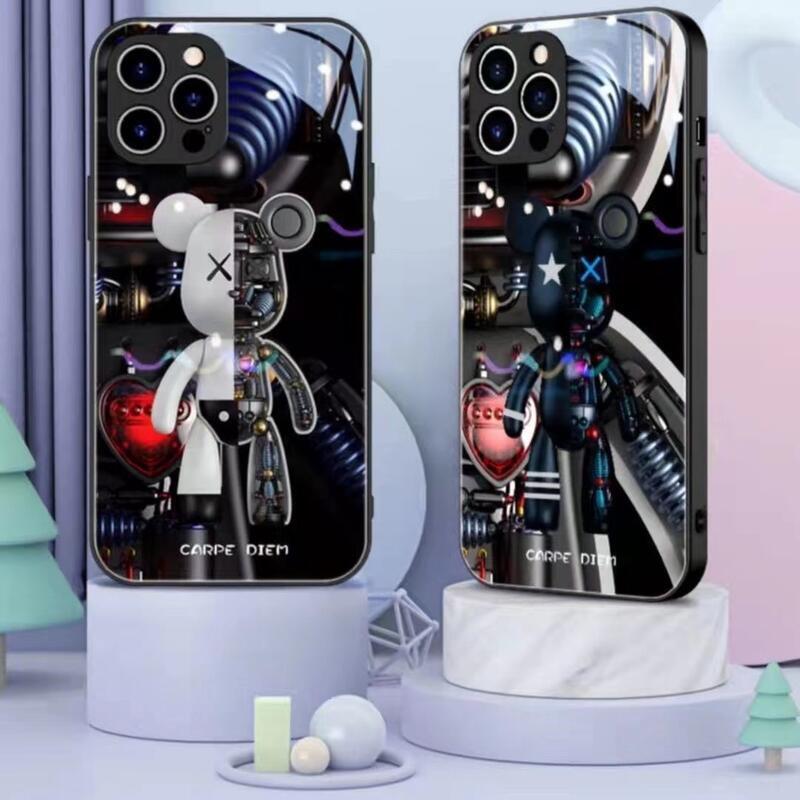 【手機殼】iphone15pro max手機殼玻璃暴力熊13promax卡通i12手機套xs全包7plus潮牌男max女