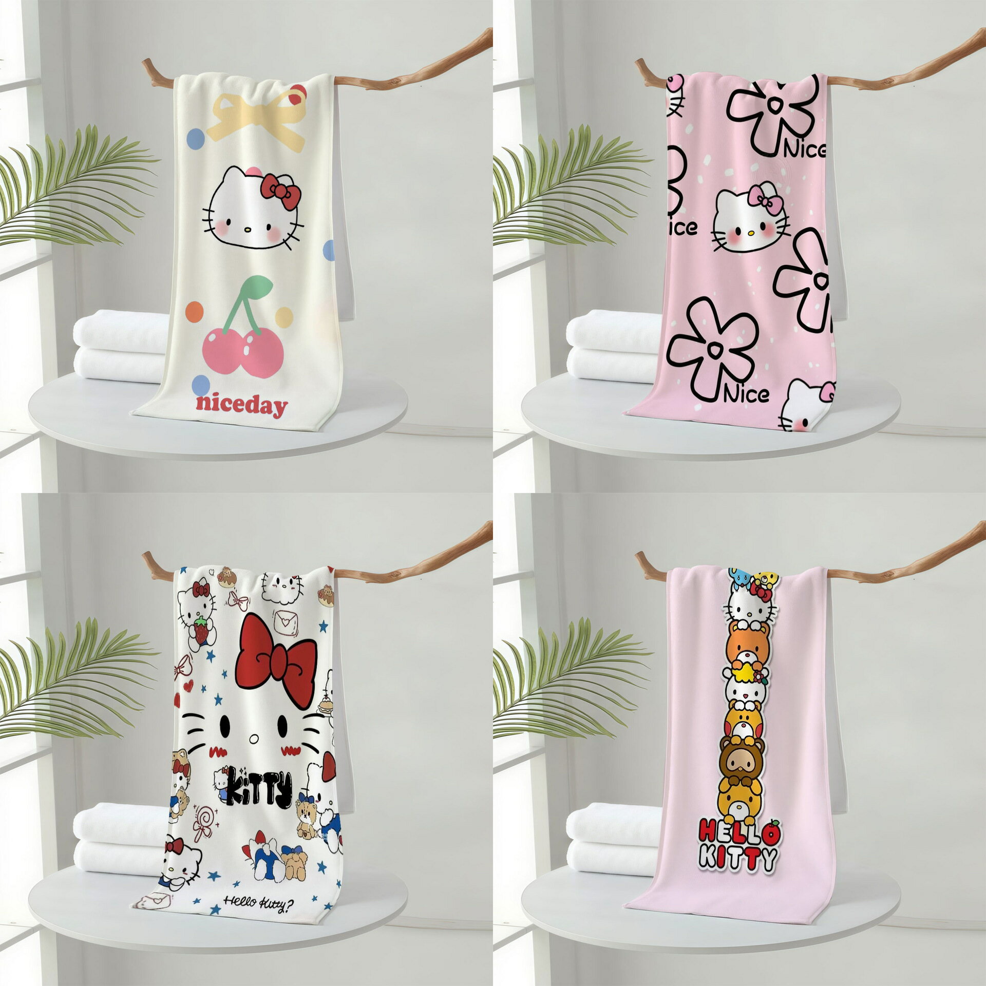 HELLO KITTY健身毛巾運動毛巾可愛印花運動毛巾吸水速乾健身房毛