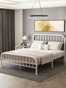 鐵藝床現代簡約出租房簡易1米5單人床家用成人歐式主臥雙人床鐵架