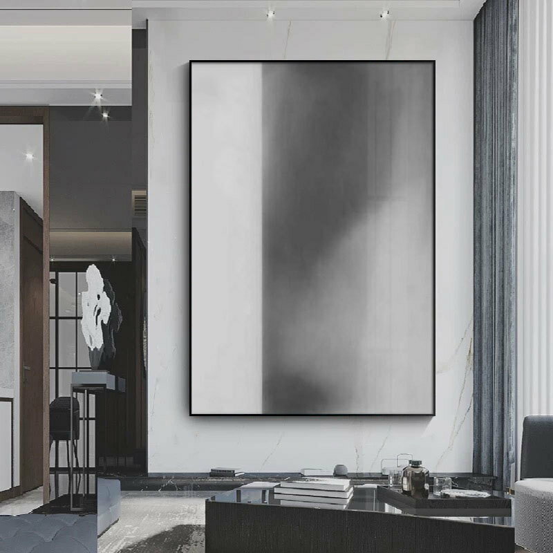 現代簡約入戶玄關裝飾畫藝術黑白灰風格走廊過道掛畫抽象大幅壁畫