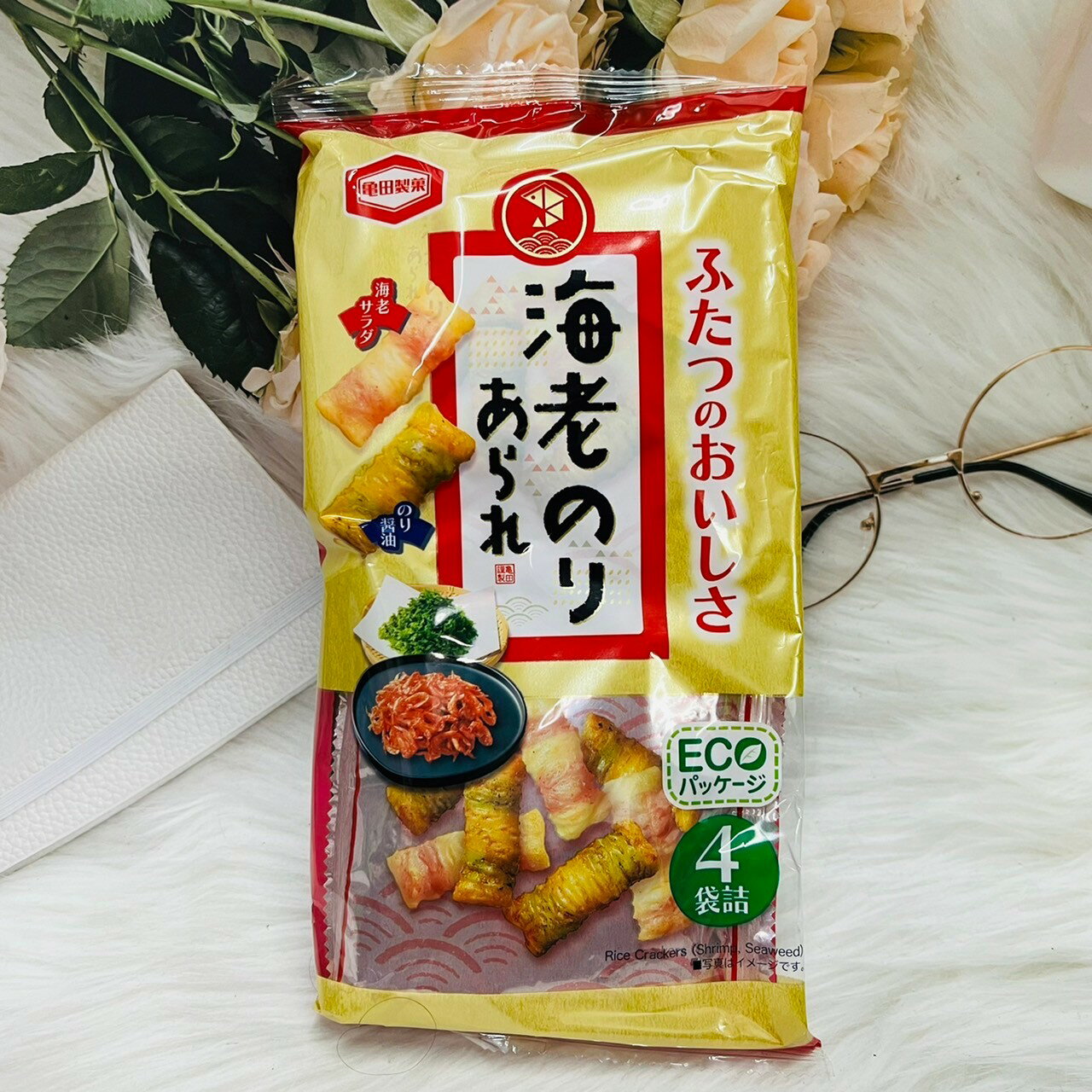 日本 龜田 蝦味海苔米果 4袋入 海老沙拉/海苔醬油｜全店$199免運