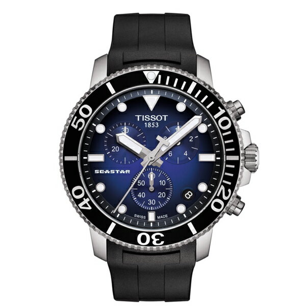 TISSOT 天梭 T1204171704100 海洋之星 潛水錶 漸層藍 膠帶 45.5mm