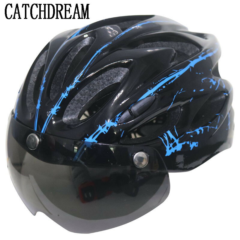 CATCHDREAM自行車頭盔一體成型山地車頭盔帶尾燈騎行頭盔廠家貨源
