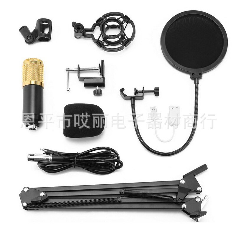 【專業錄音級】電容麥克風 電腦K歌麥克風 有線麥克風 USB音效卡套裝 防噴網 直播專用 錄音設備 高音質收音 降噪處理 家用K歌神器