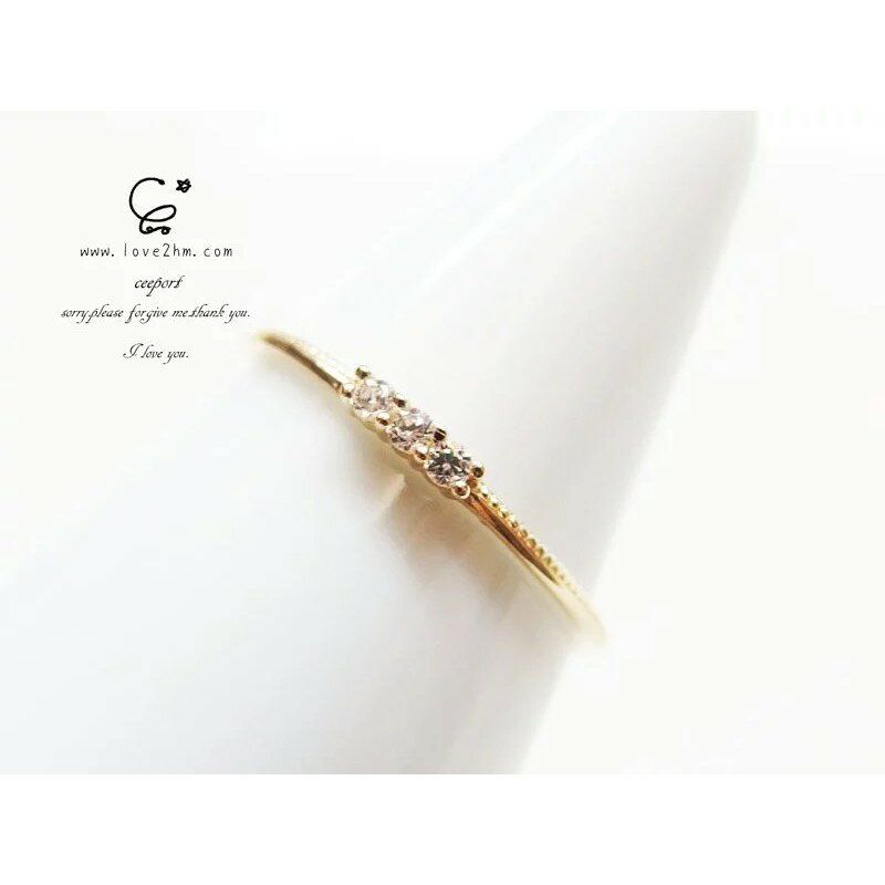 14K金戒指-簡約三鑽/鋯石/金戒指/14K金/ [晶晶工坊-love2hm]