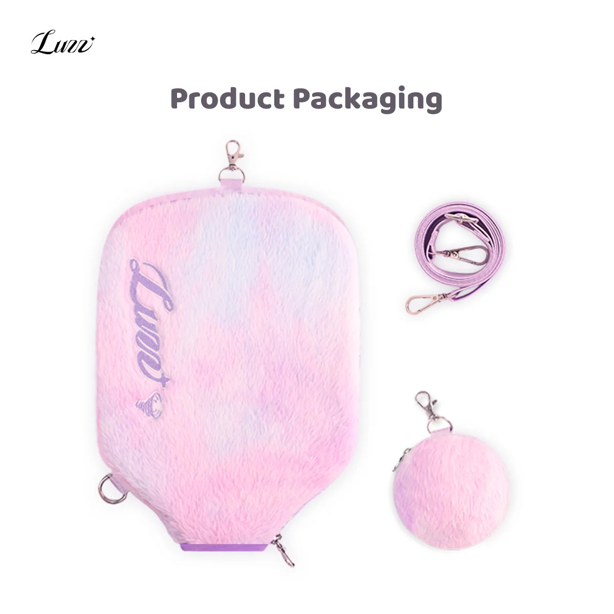 Luzz 匹克球毛絨拍套(單支裝)-附可拆式背帶+小球袋 3